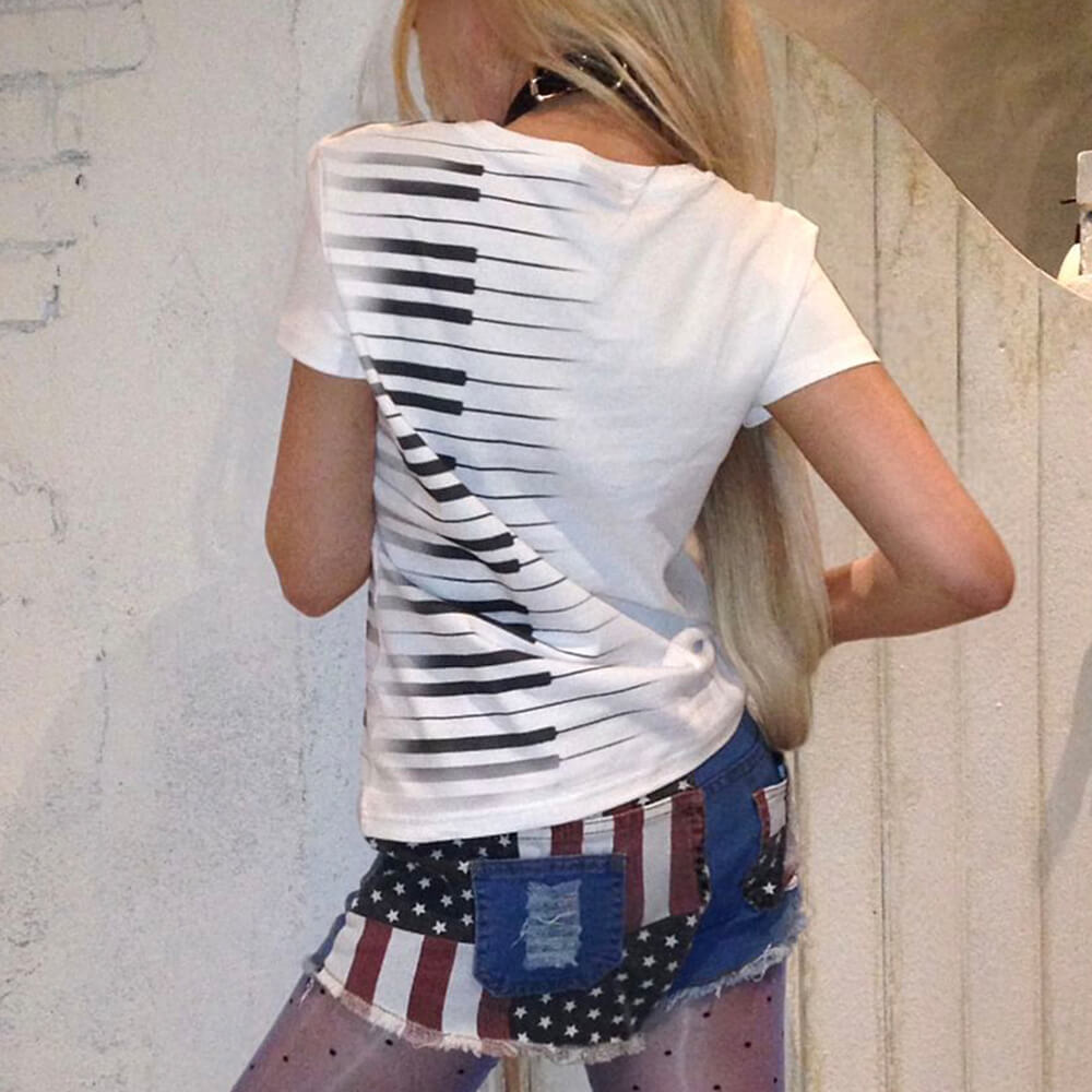 piano keyboard v-neck t-shirt boogzel clothing