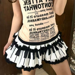 piano ruffle mini skirt boogzel clothing