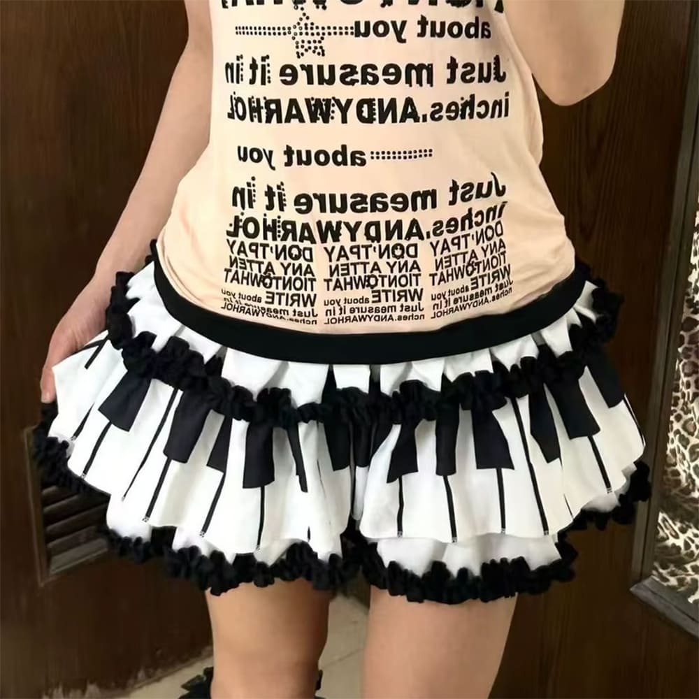 piano ruffle mini skirt boogzel clothing