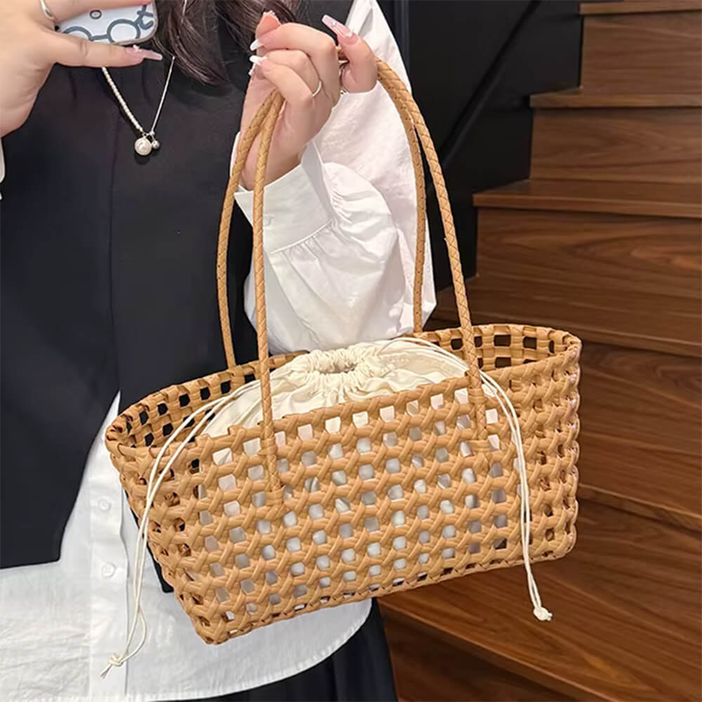 aesthetic woven tote bag boogzel clothing