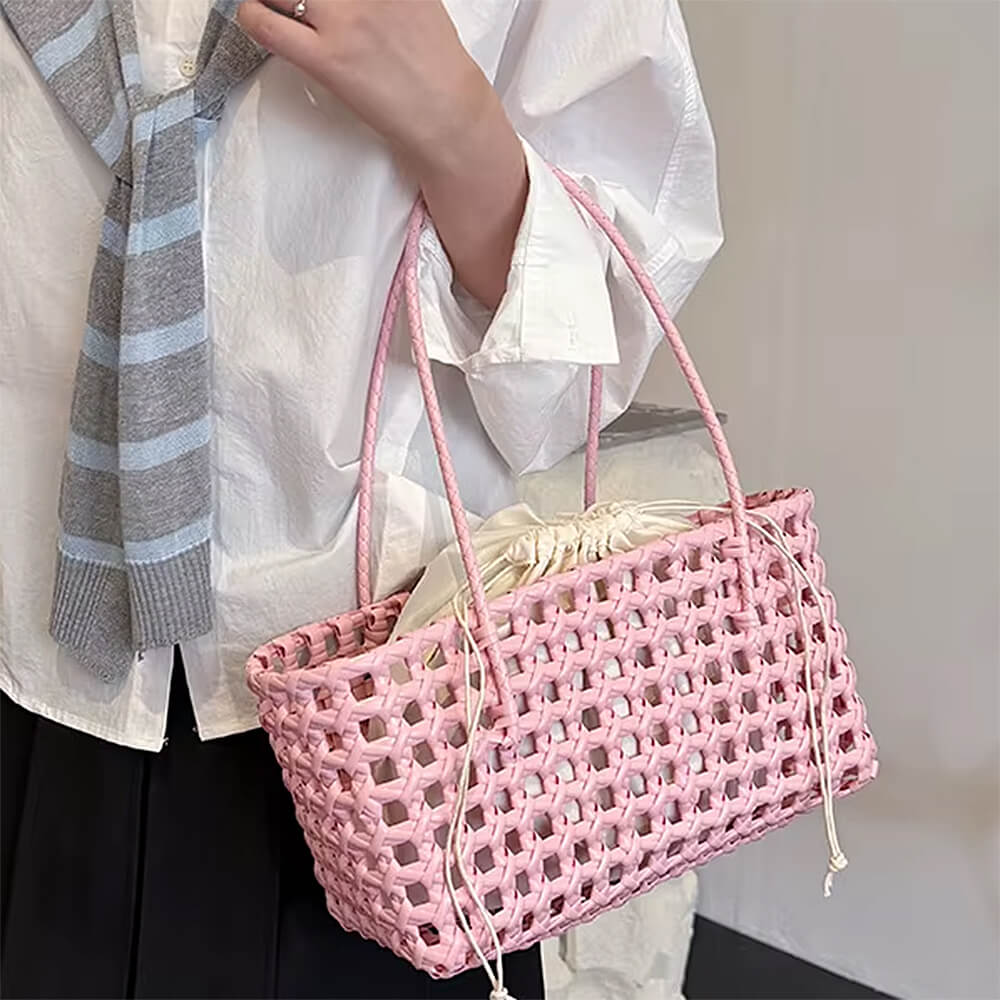aesthetic woven tote bag boogzel clothing