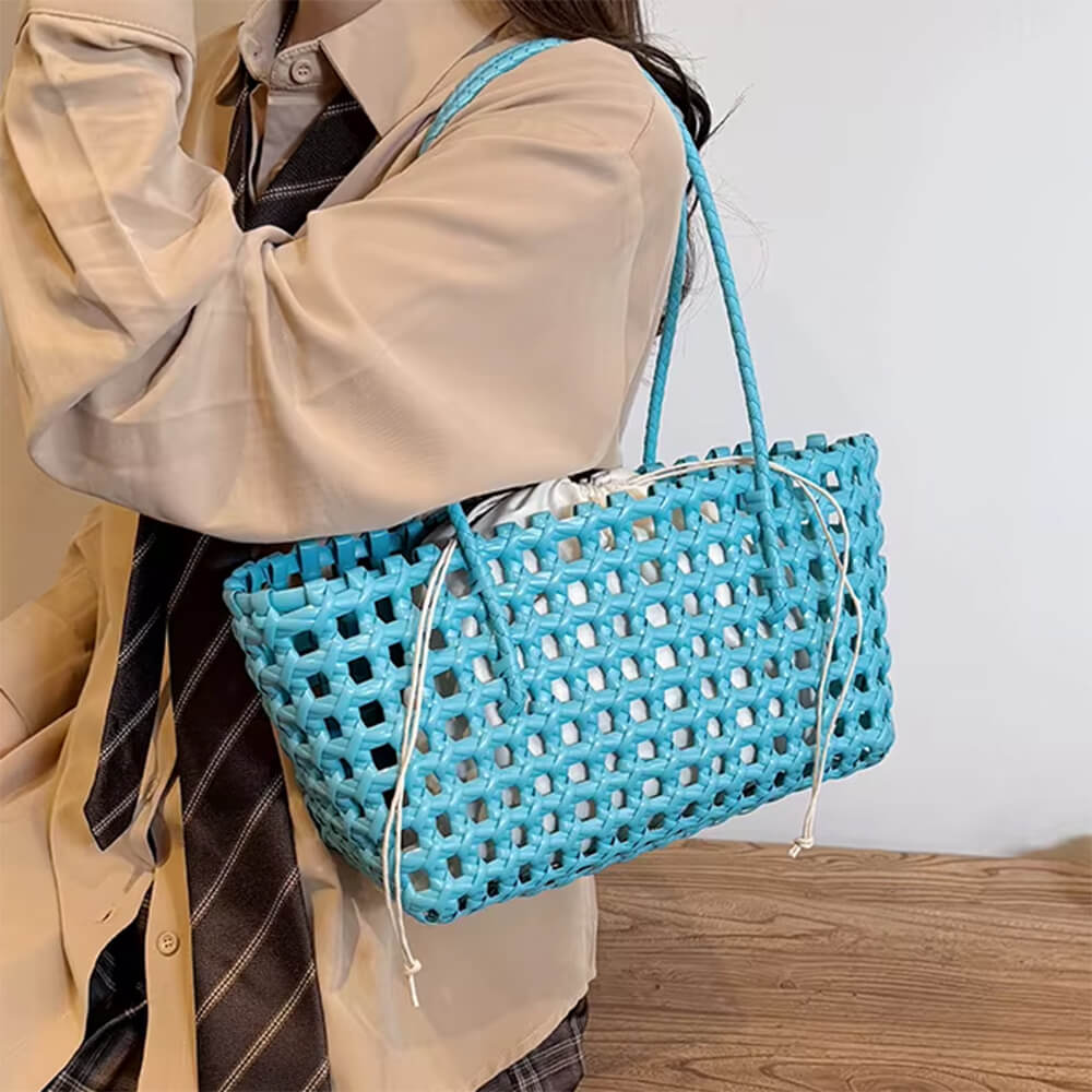 aesthetic woven tote bag boogzel clothing
