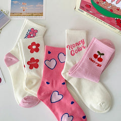 cute-pink-socks-heart-socks-flower-socks-cherry-socks-boogzel