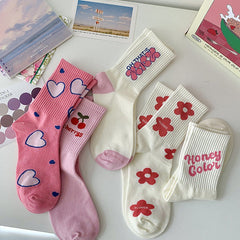 cute-pink-socks-heart-socks-flower-socks-cherry-socks-boogzel