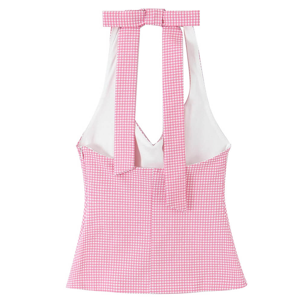pink gingham halter top boogzel clothing