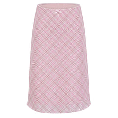 pink plaid mesh midi skirt boogzel clothing