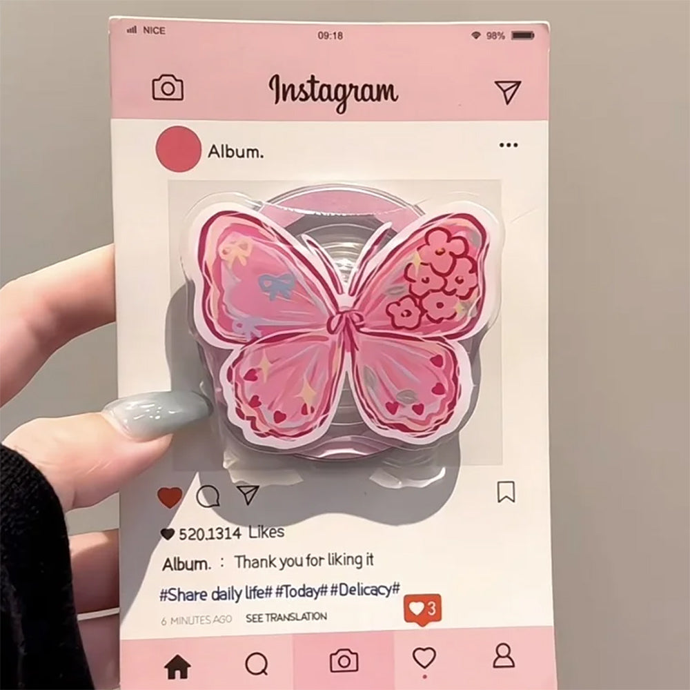 pink butterfly phone holder boogzel clothing