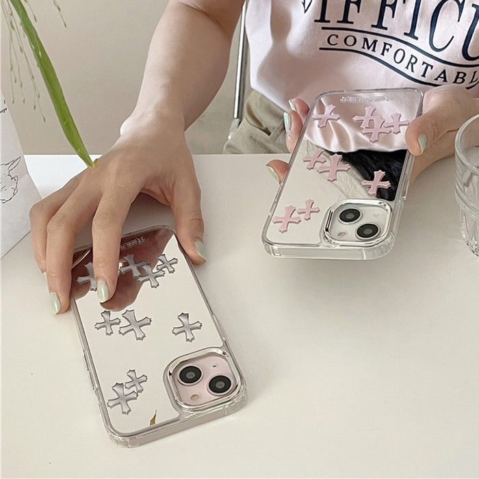 pink cross mirror iphone case boogzel clothing
