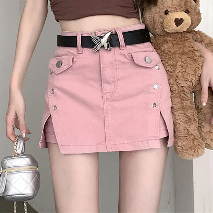 pink denim skIrt boogzel clothing