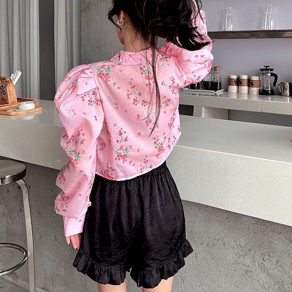 floral puff sleeve shirt boogzel clothing