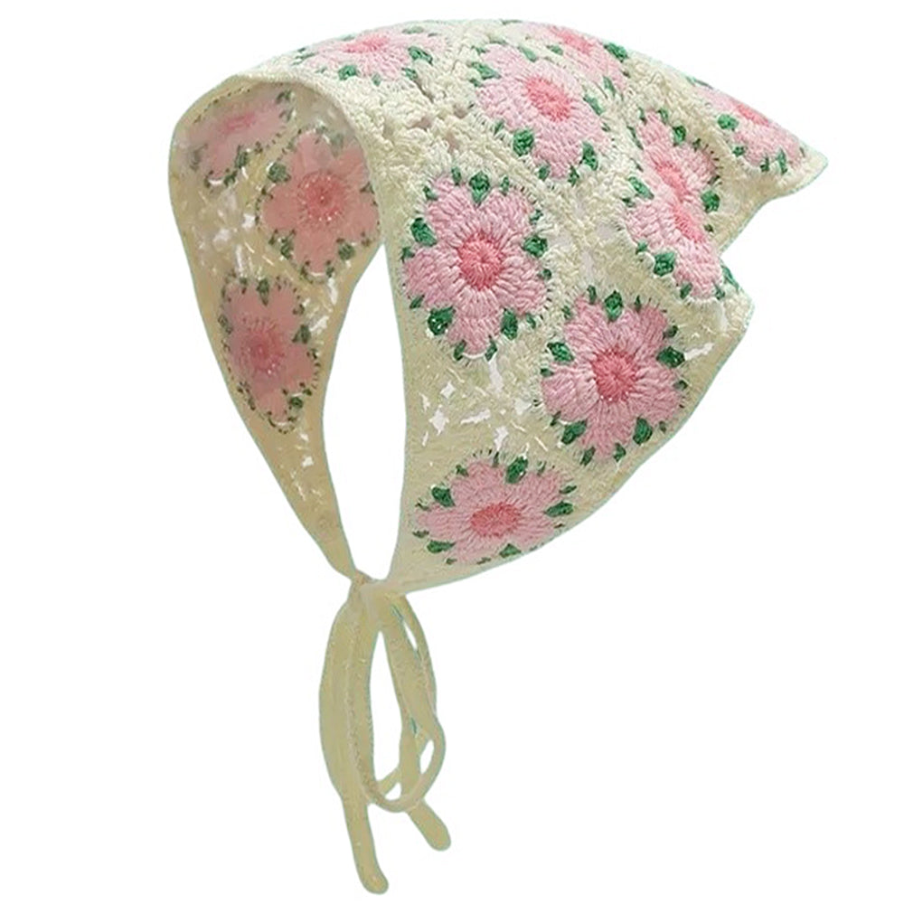 pink flower crochet bandana boogzel clothing