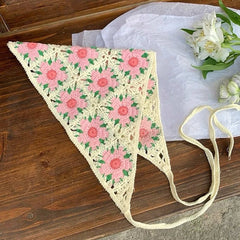 pink flower crochet bandana boogzel clothing