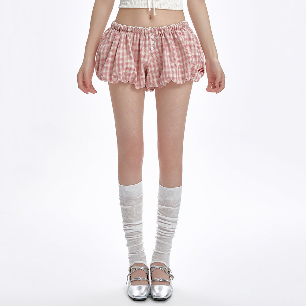 pink gingham ballon shorts boogzel clothing