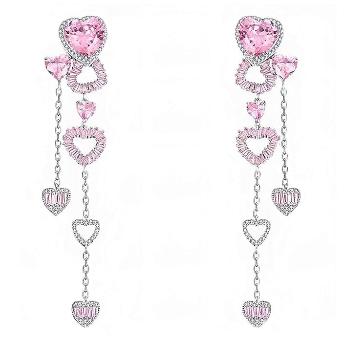 pink heart drop earrings boogzel clothing