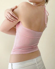 pink polka dot halter top boogzel clothing