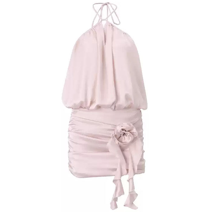 pink ruched mini dress boogzel clothing