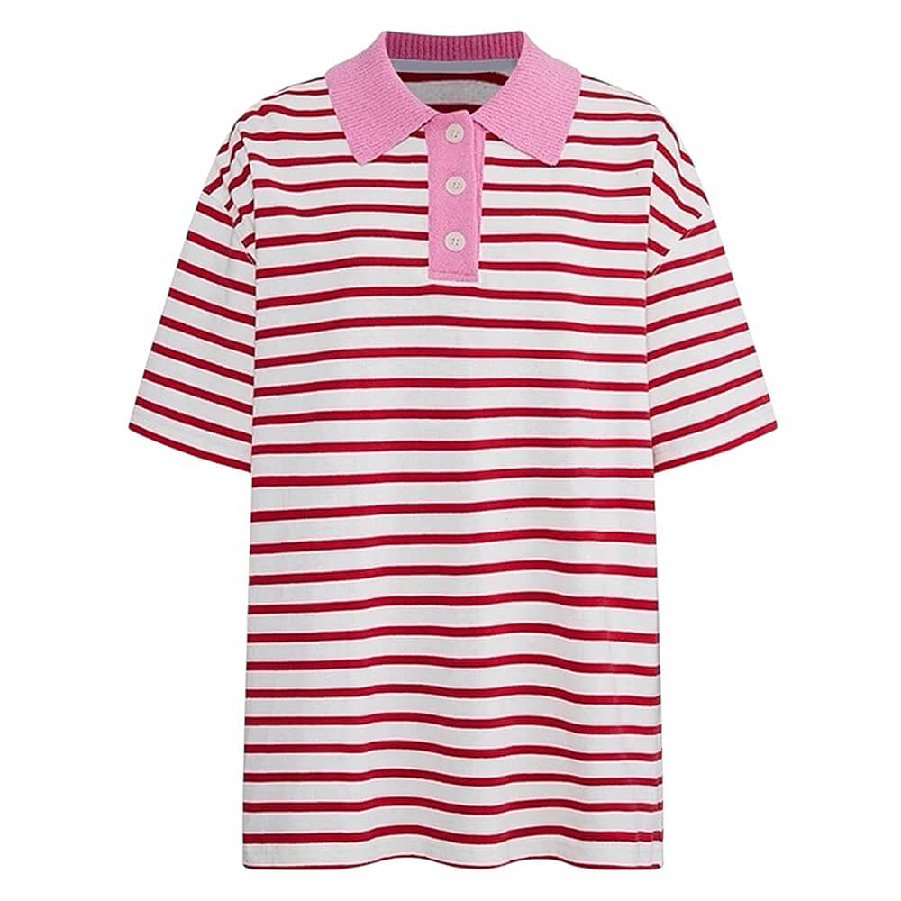 pink stripe skater polo shirt boogzel clothing