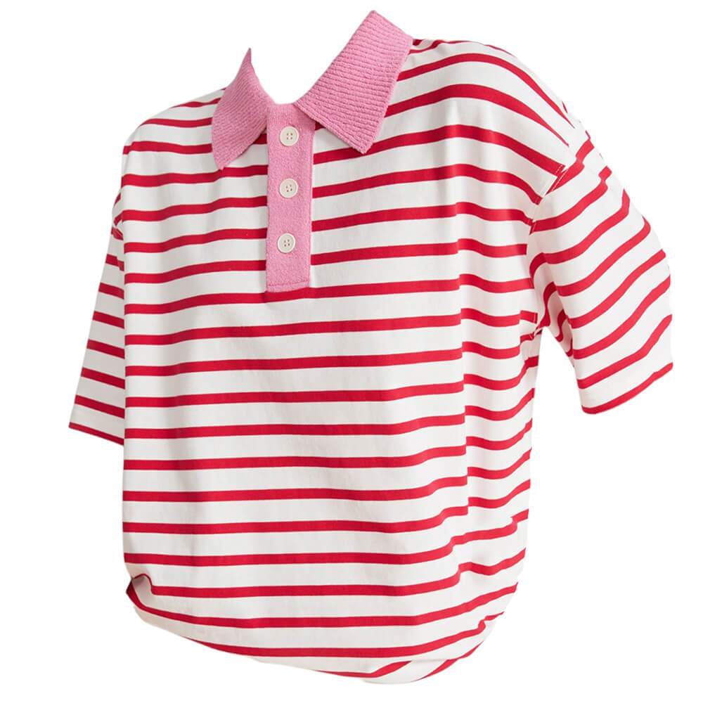 pink stripe skater polo shirt boogzel clothing