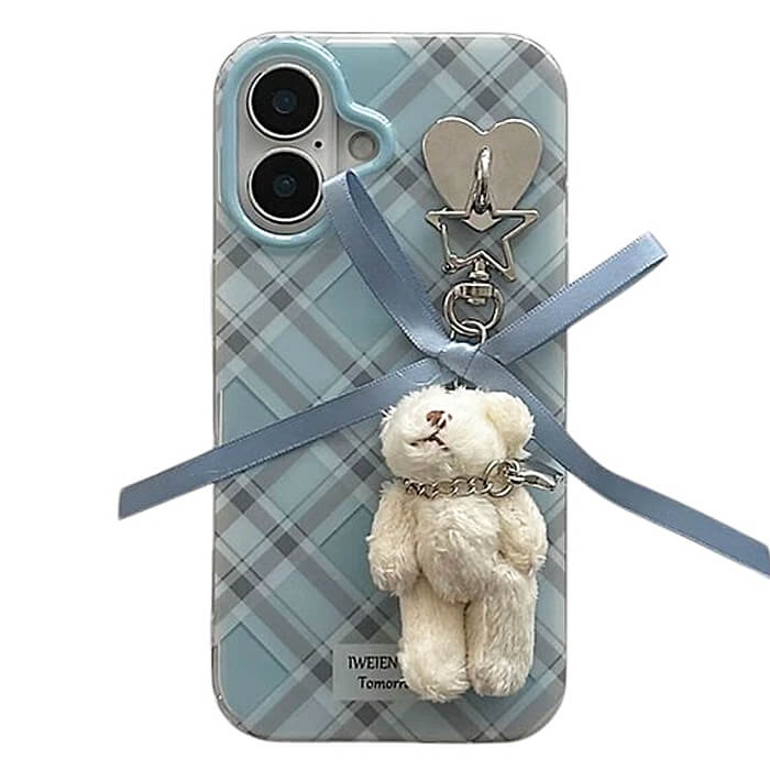 plaid bear charm iphone case boogzel clothing