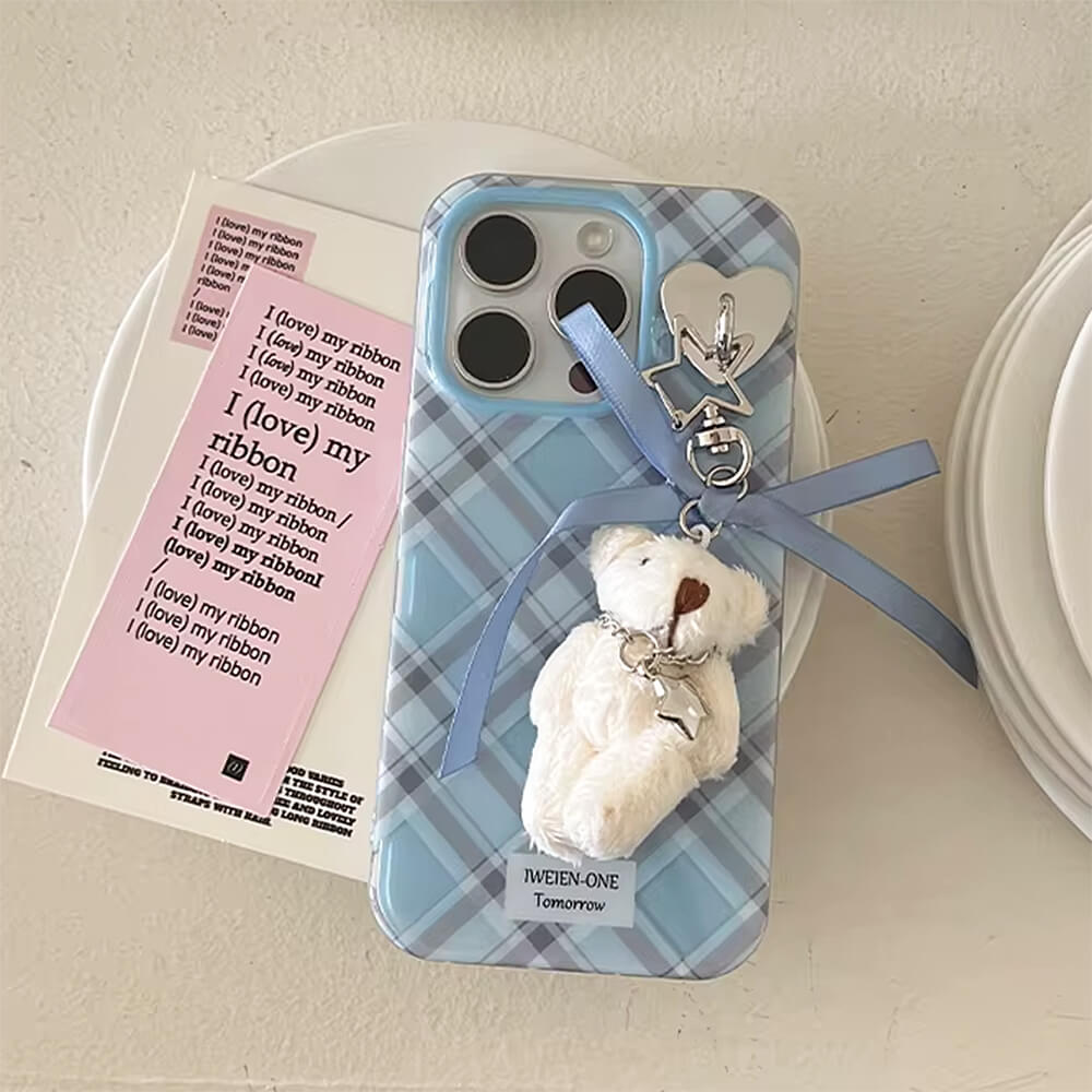 plaid bear charm iphone case boogzel clothing