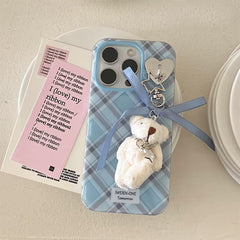 plaid bear charm iphone case boogzel clothing