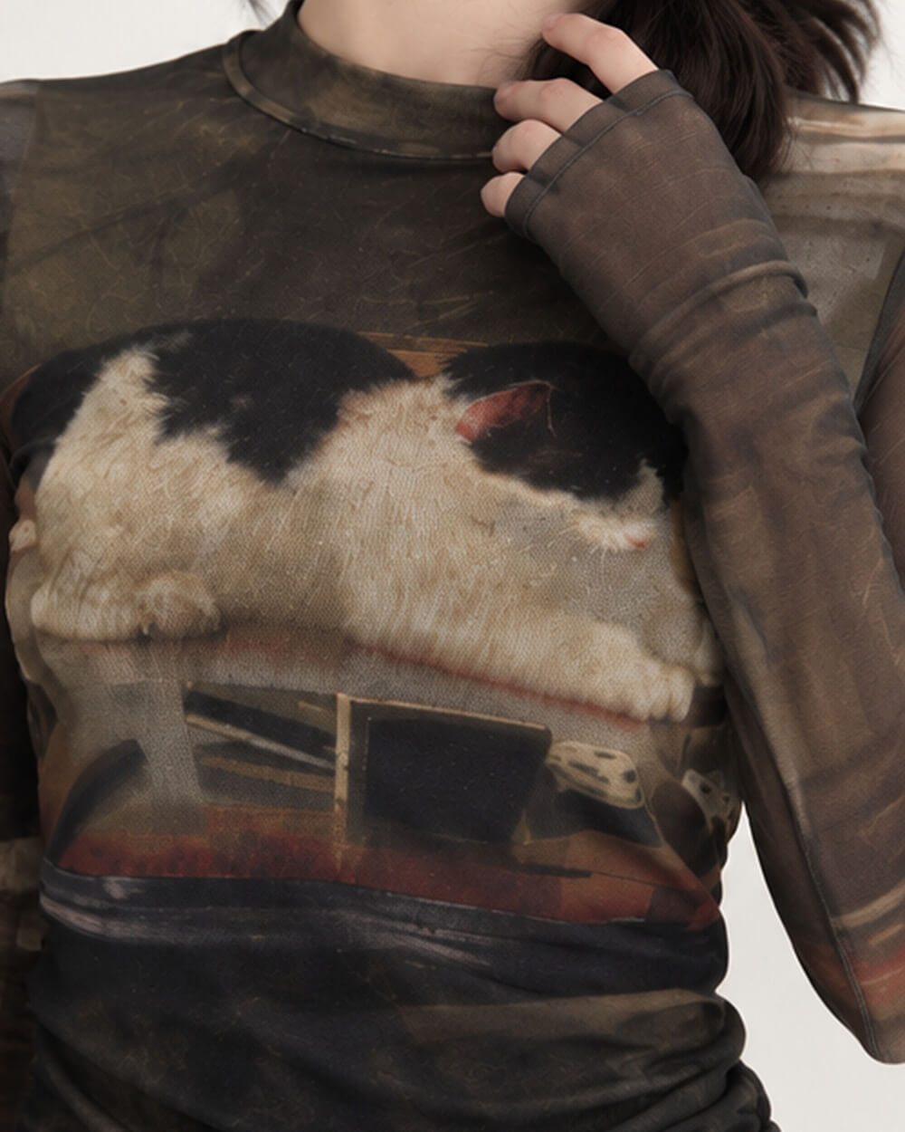 playful kitten brown long sleeve top boogzel clothing