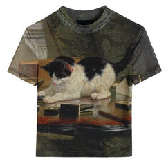 playful kitten print y2k top boogzel clothing