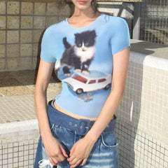 playful kitten y2k baby tee boogzel clothing
