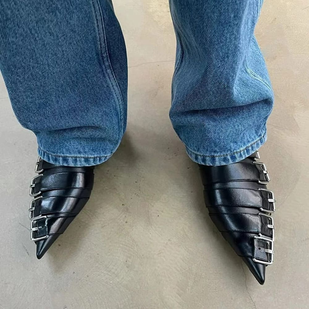 pointed toe buckle boots boogzel clothing