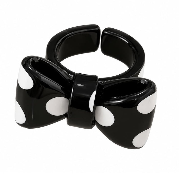 polka dot bow chunky ring boogzel clothing