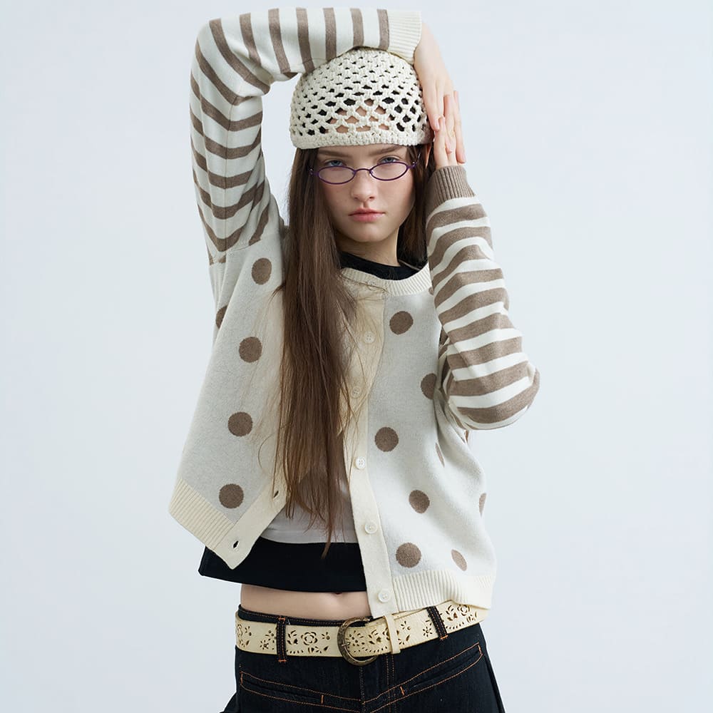 polka dot cardigan boogzel clothing