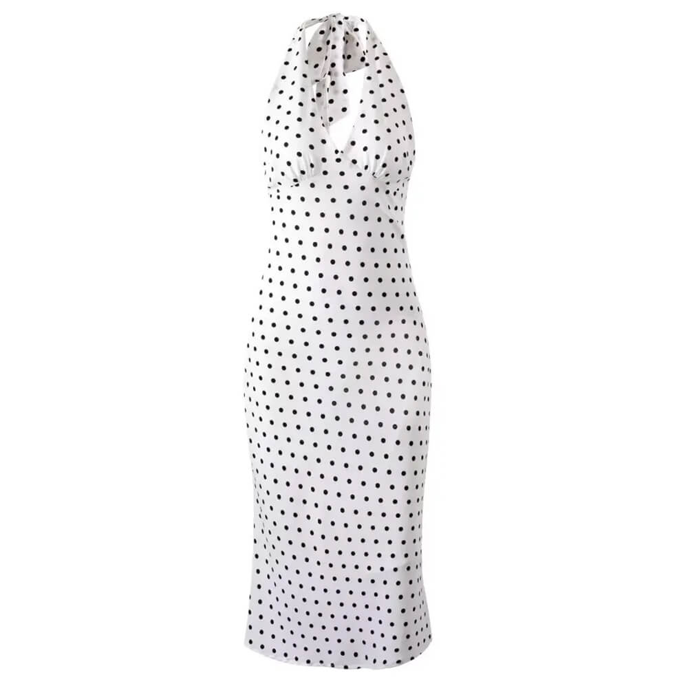 polka dot halter midi dress boogzel clothing