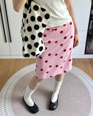 polka dot knee length skirt boogzel clothing