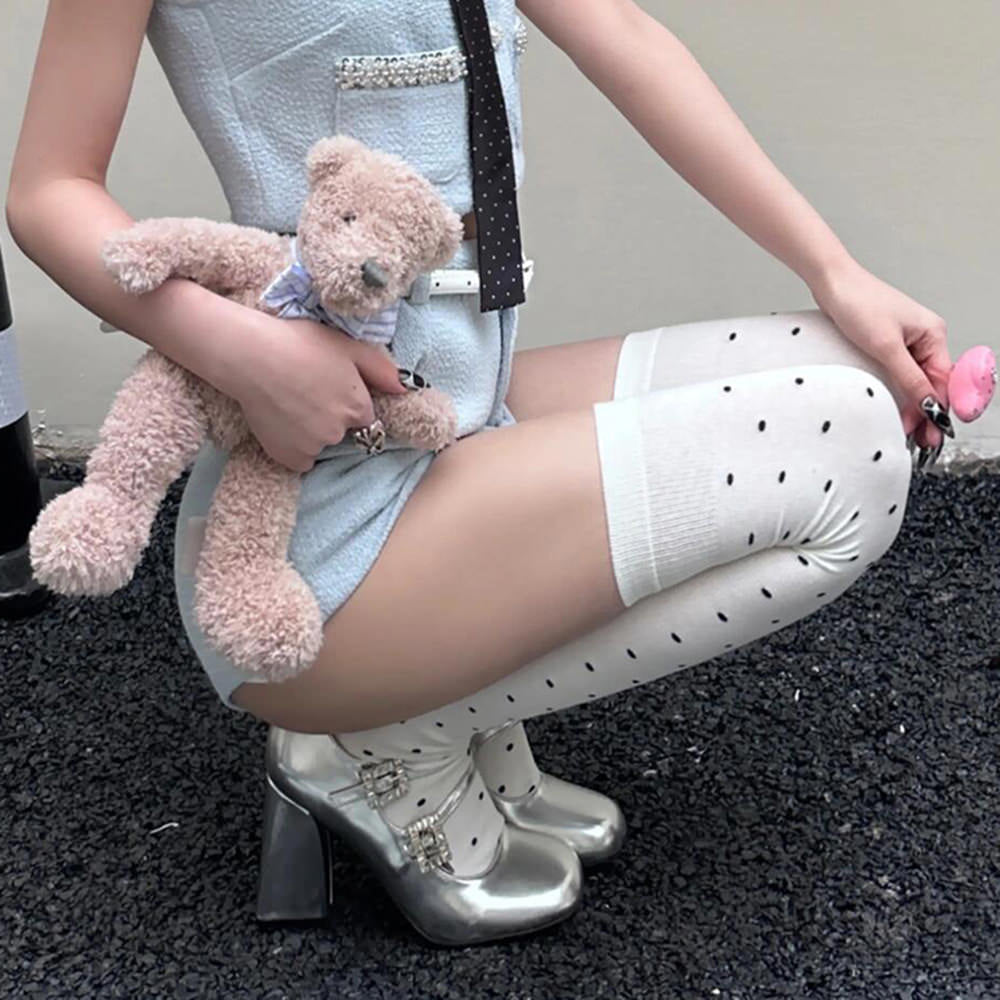 polka dot over the knee stockings boogzel clothing