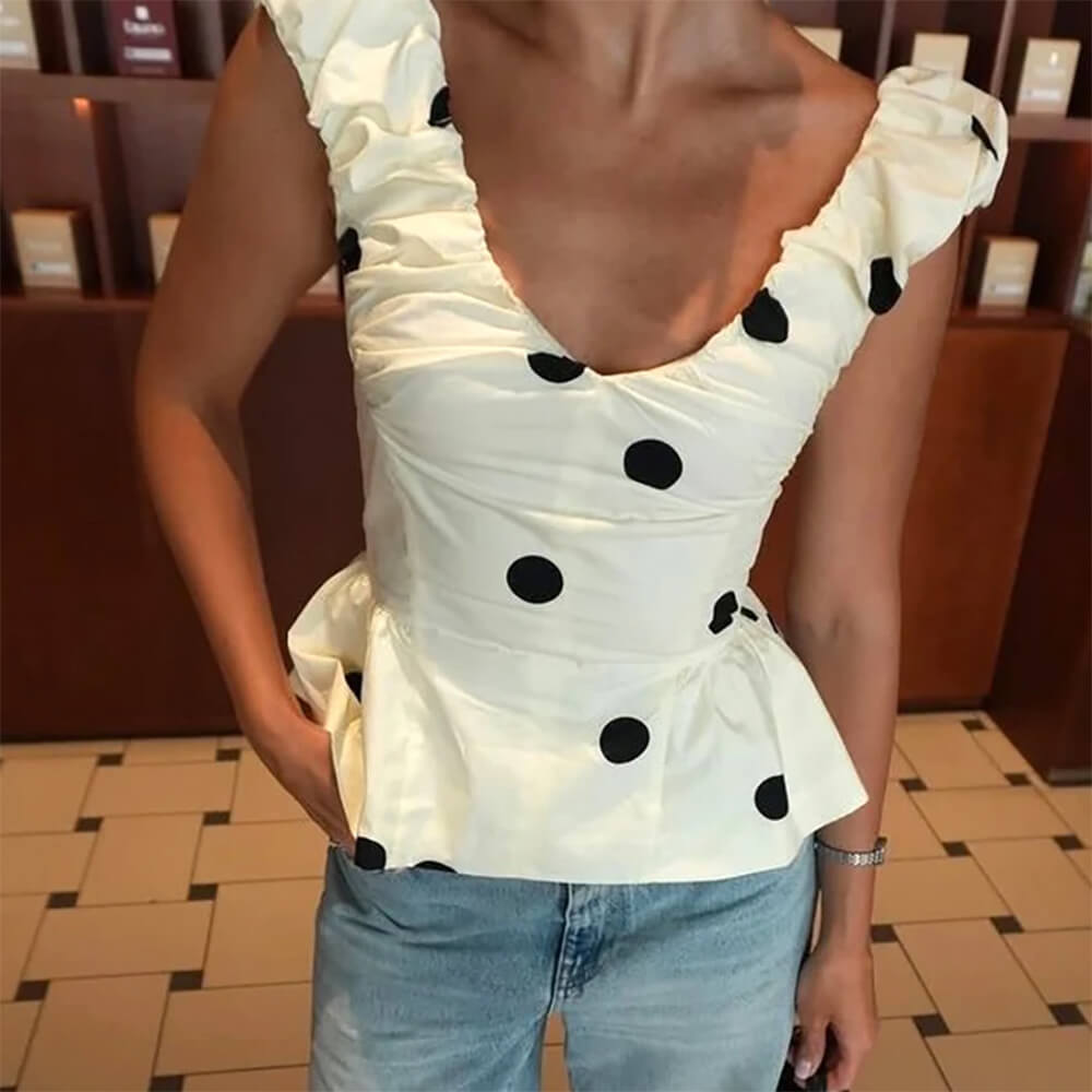 polka dot ruffle top boogzel clothing