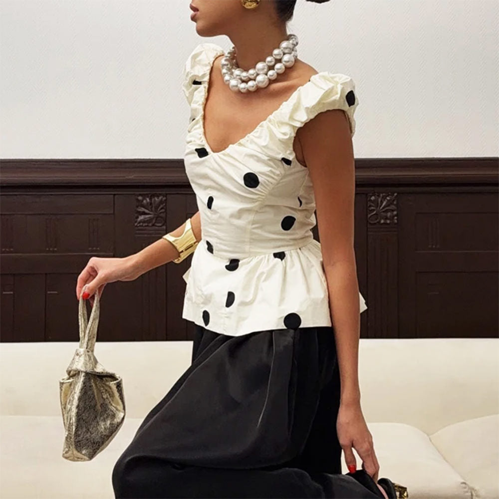 polka dot ruffle top boogzel clothing