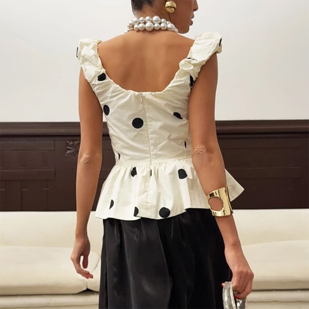 polka dot ruffle top boogzel clothing