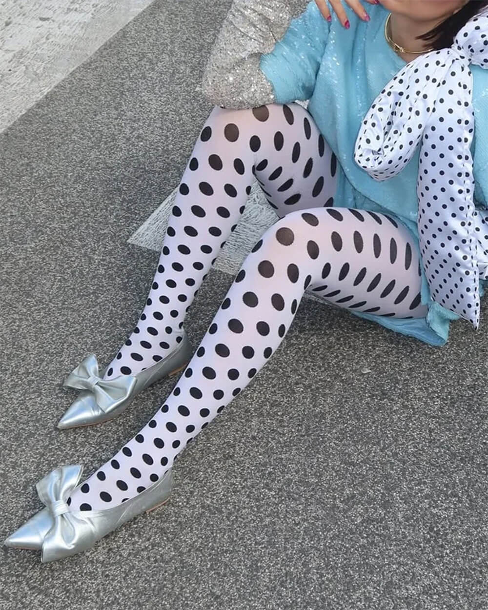 polka dot white tights boogzel clothing