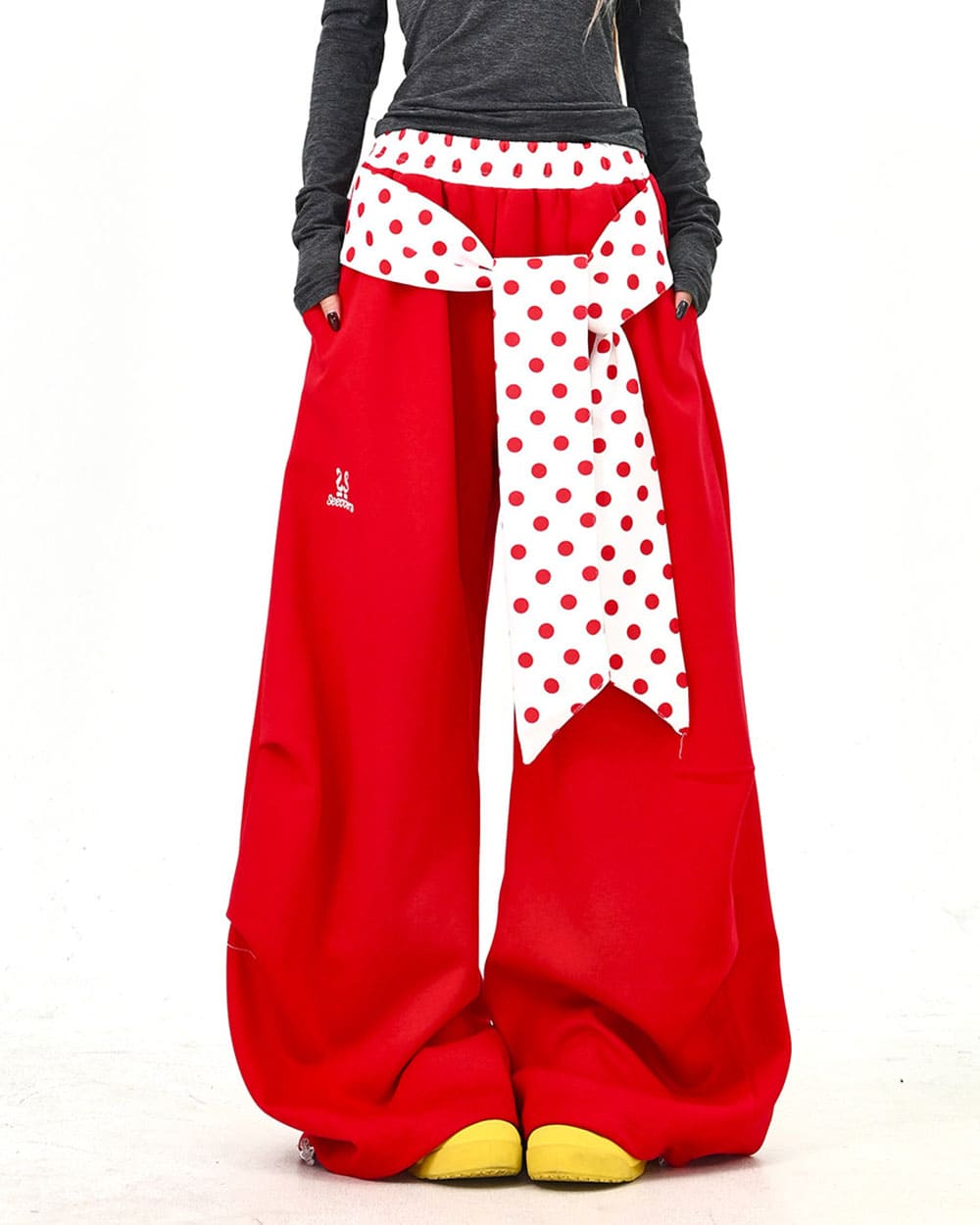 polka dot belt wide leg pants boogzel clothing
