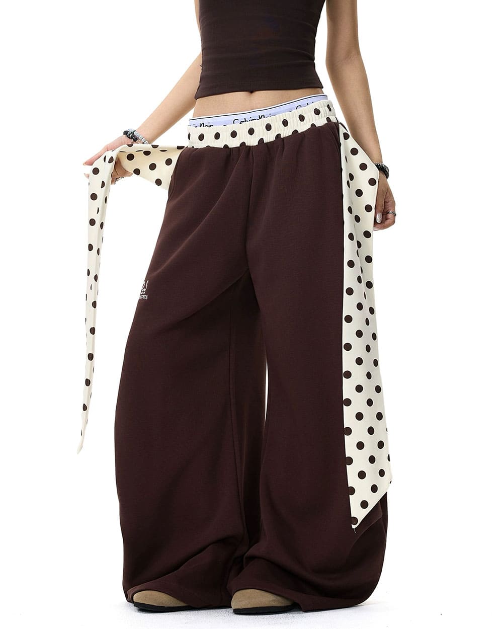 polka dot belt wide leg pants boogzel clothing