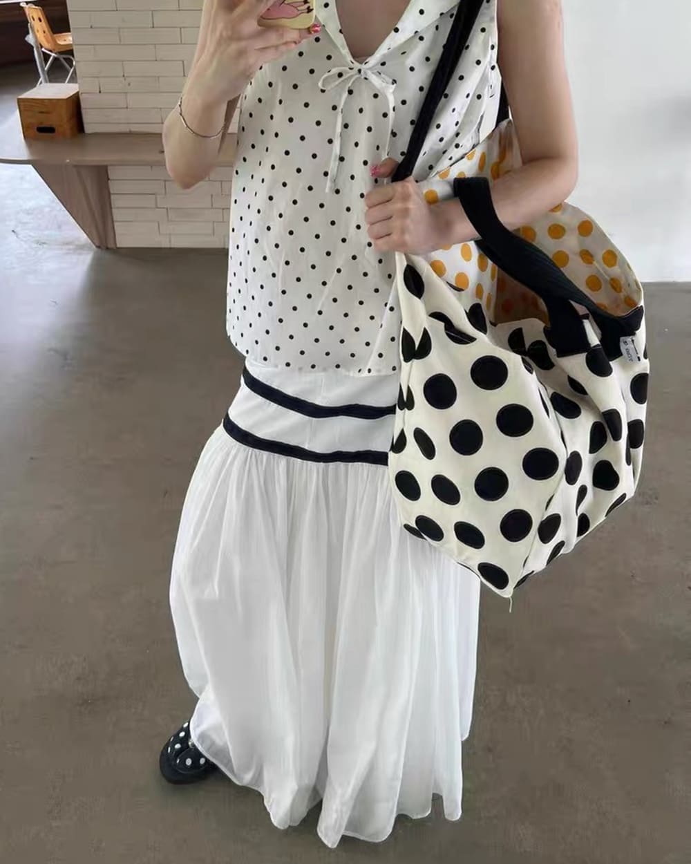 polka dot canvas shopper bag boogzel clothing