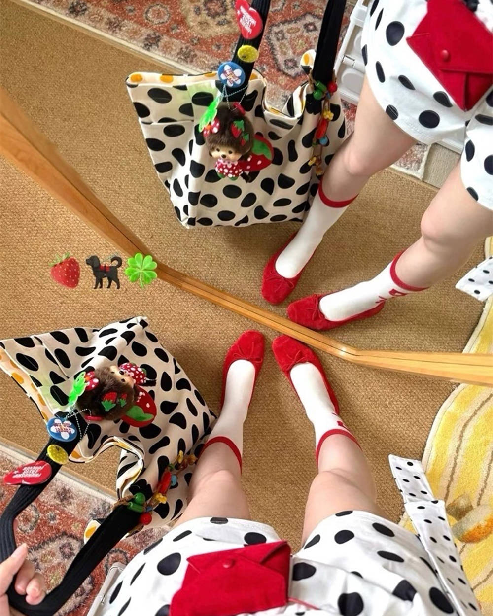polka dot canvas shopper bag boogzel clothing