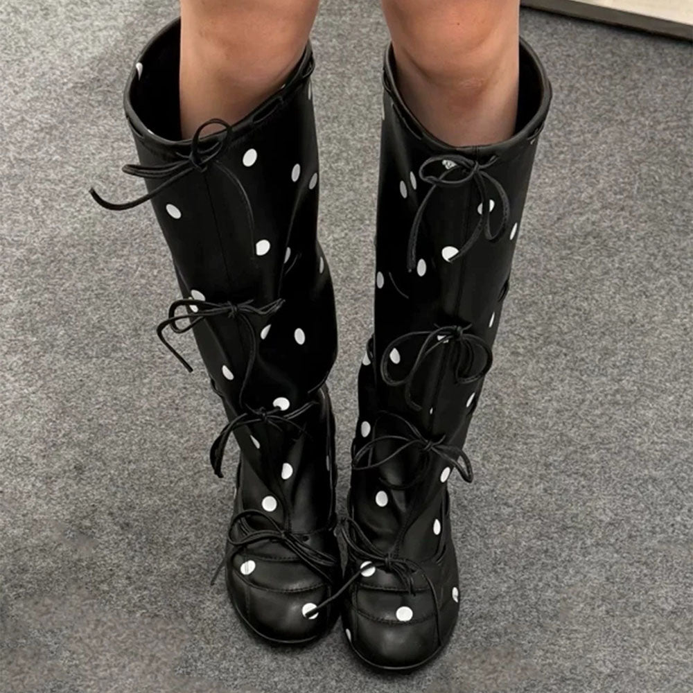 polka dot heart kitten heel boots boogzel clothing