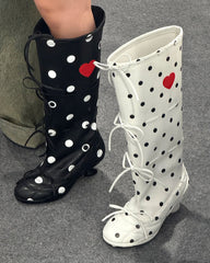 polka dot heart kitten heel boots boogzel clothing
