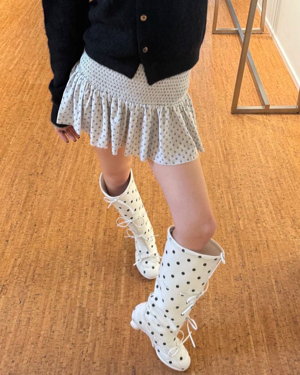 polka dot heart kitten heel boots boogzel clothing