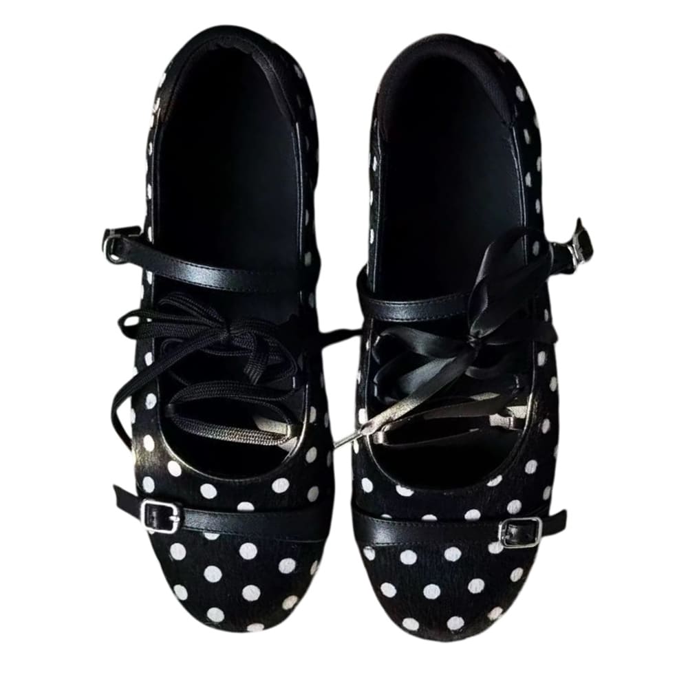 polka dot lace ballet flats boogzel clothing