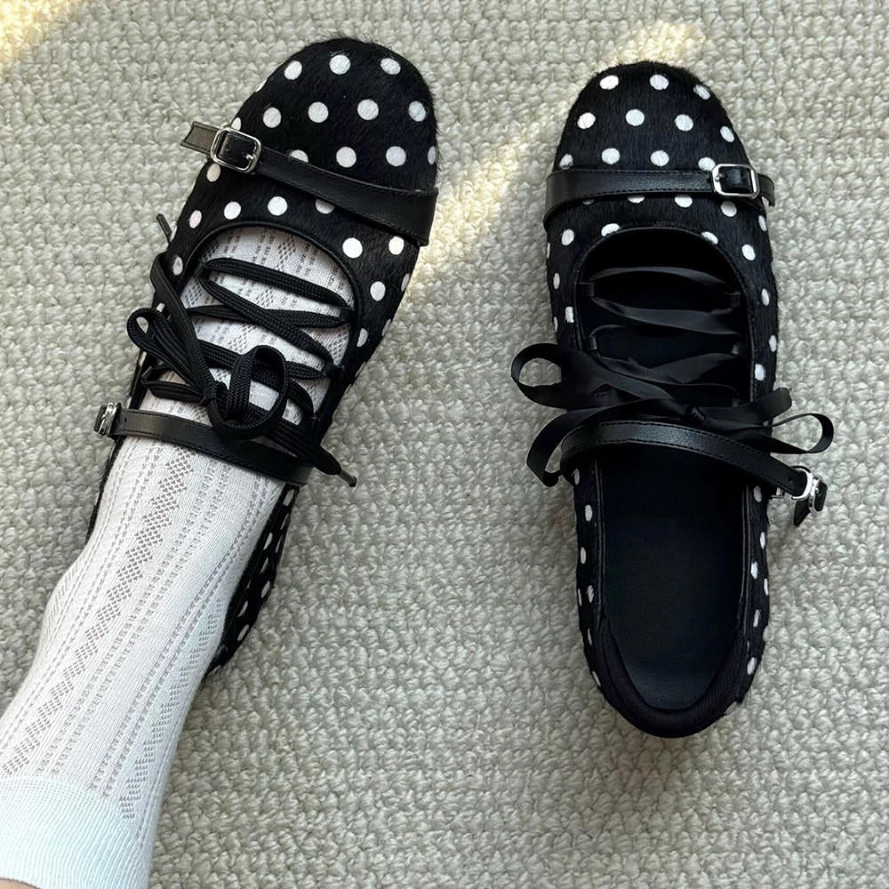 polka dot lace ballet flats boogzel clothing