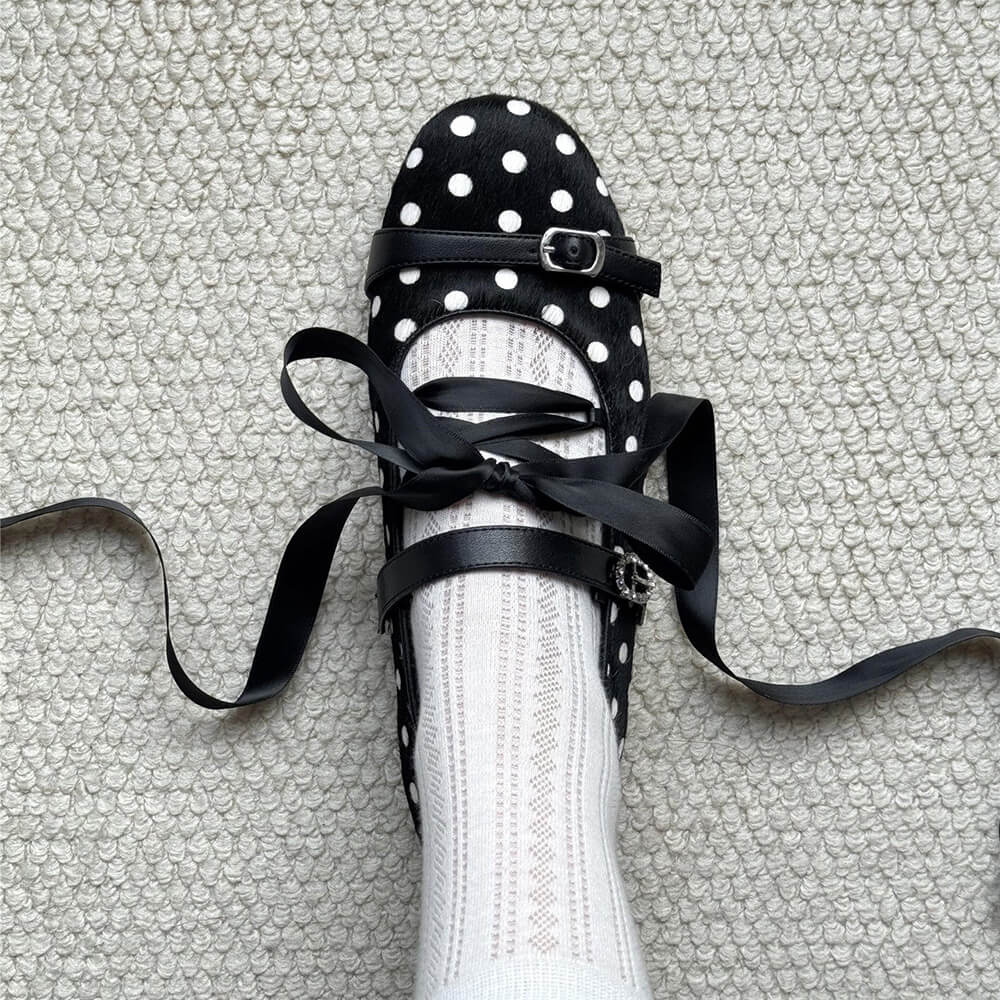 polka dot lace ballet flats boogzel clothing
