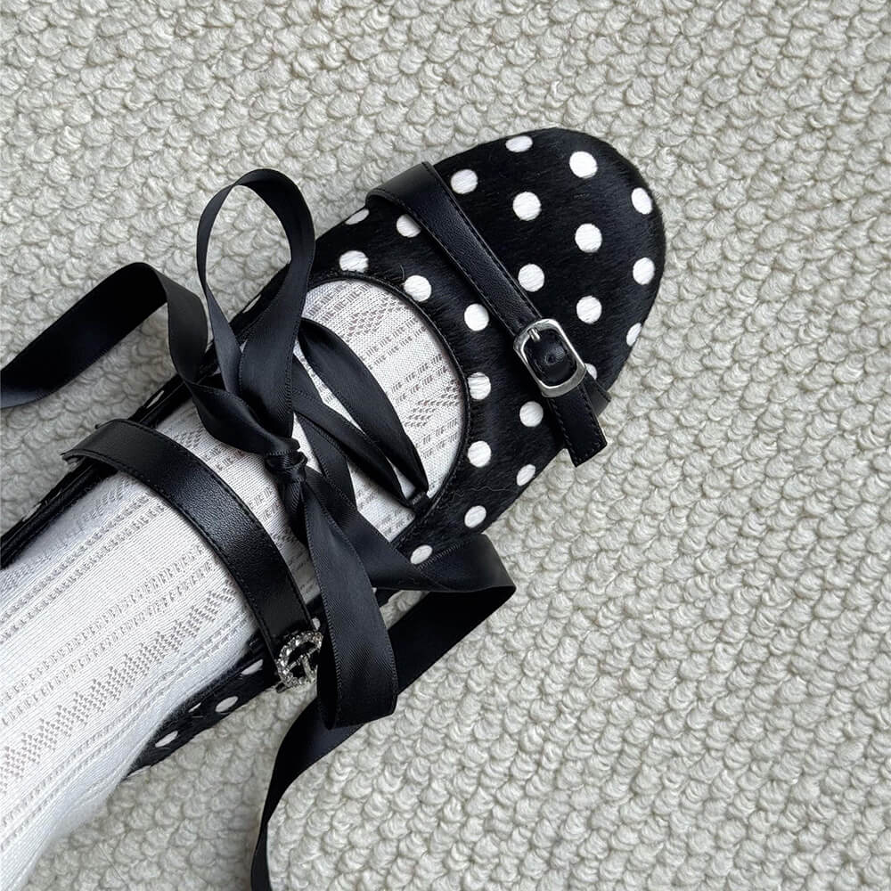 polka dot lace ballet flats boogzel clothing