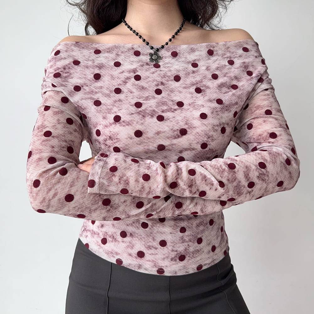 polka dot off shoulder bardot top boogzel clothing